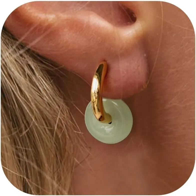 Harry and Henry Jade Hoop Earrings for Women Dangle Jade Jewelry Set Trendy 2025 Gemstone Earrings for Everyday Wear