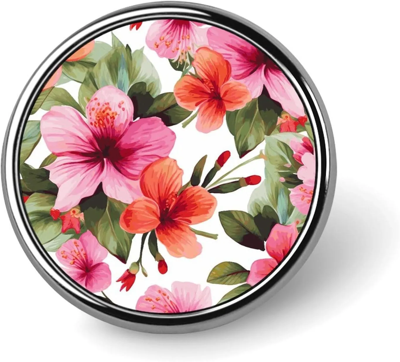 Hawaiian Flower Print Round Lapel Pins for Men Women Metal Button Pin Fashion Personalized Brooch Pins for Men Suits Cute Brooch Badge for Backpack Clothing Hat Bag Decoration