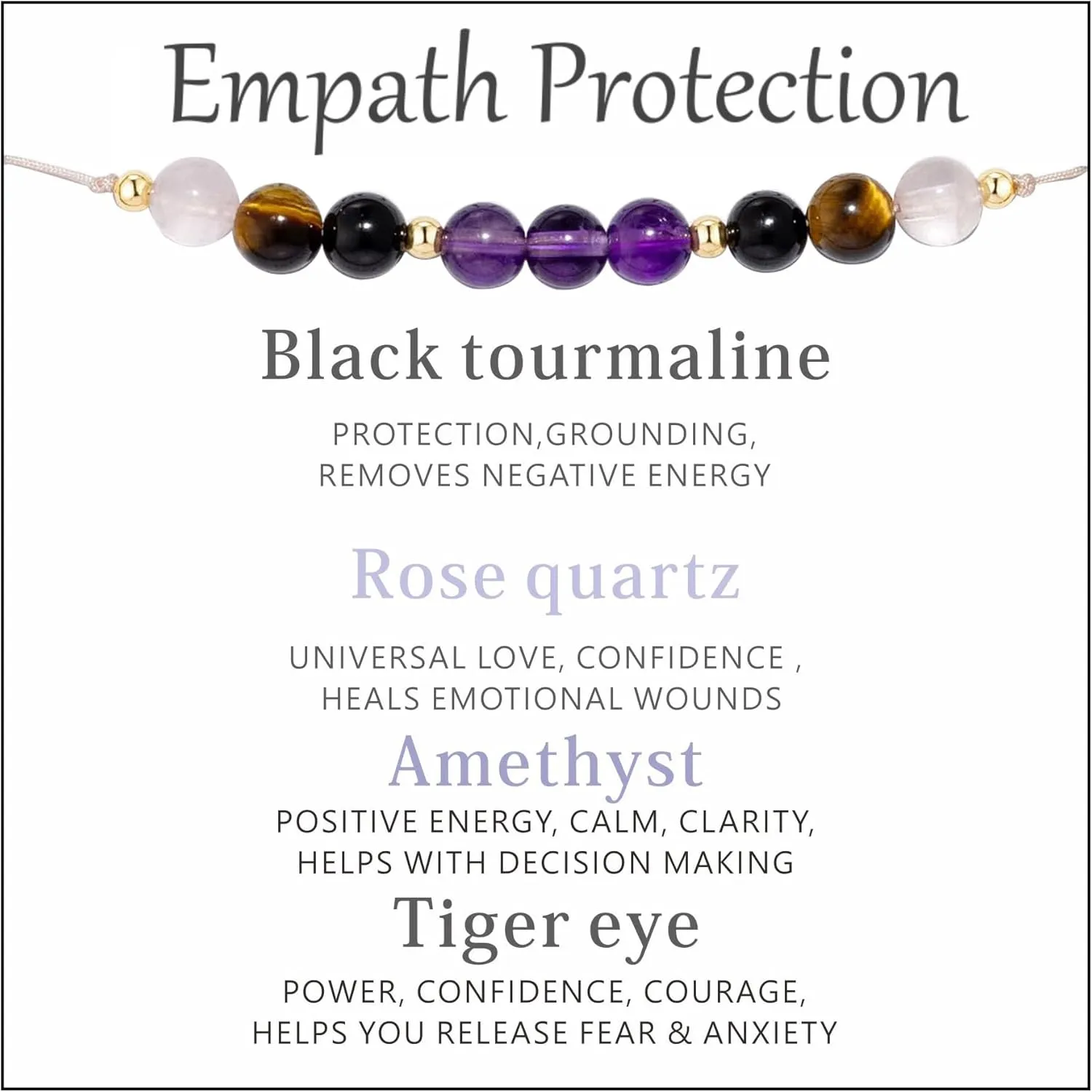 Healing Crystal Bracelet for Women/Men Crystal Bracelets Spiritual Natural Healing Crystal Stones Bracelet Empath Protection Crystal Bracelet Healing Crystal Jewelry