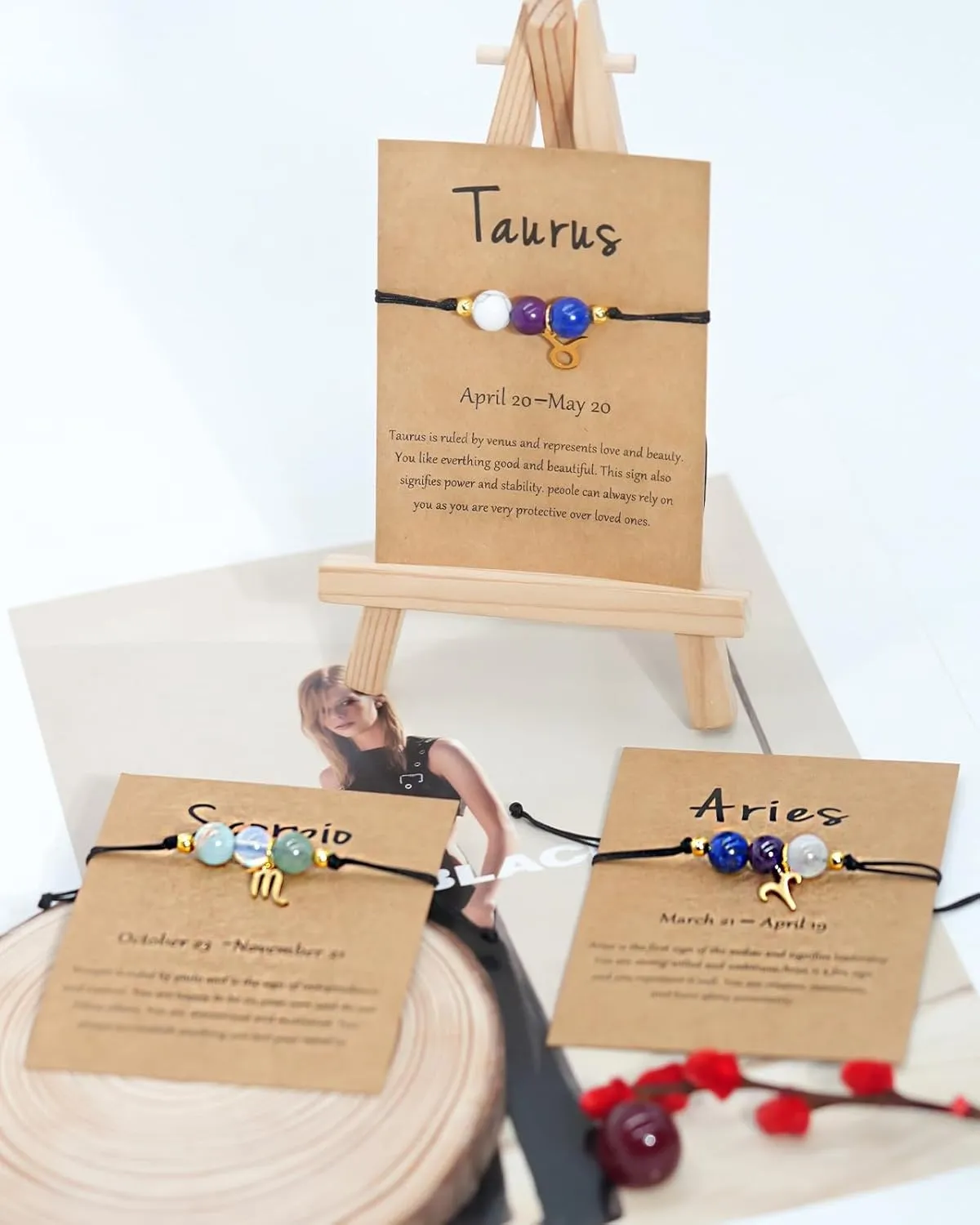 Healing Crystal Zodiac Bracelets for Women Men 12 Constellation Bracelet Natural Stone Chakra Zodiac Sign Beaded Bracelets Astrology Birthday Healing Crystals Jewelry Gifts