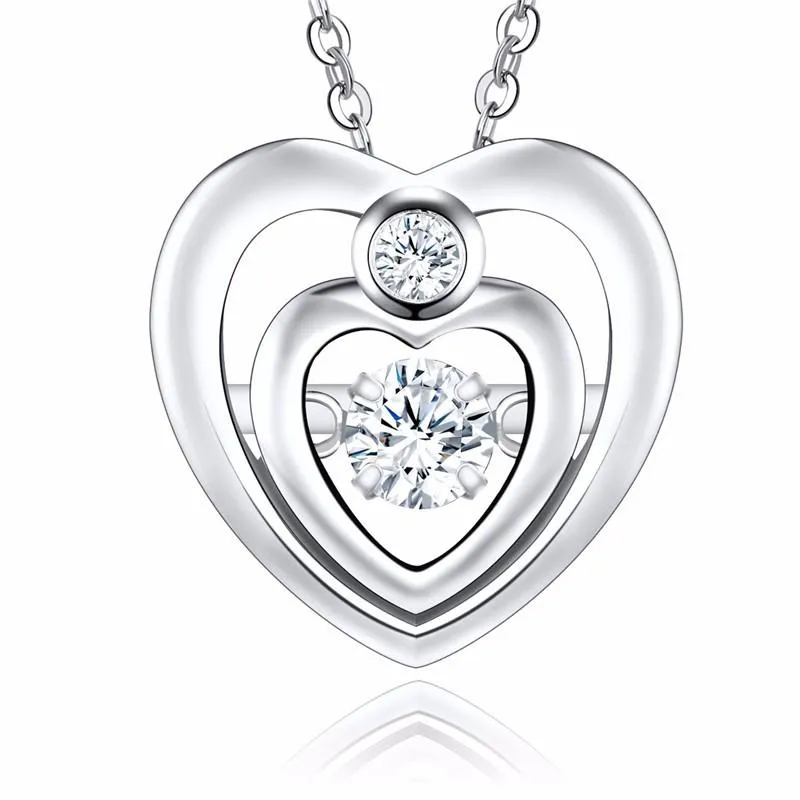 Heart Necklace with Dancing Natural Topaz Necklace For Women