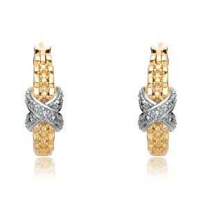 Henriette Two Tone X Design Hoop Earrings