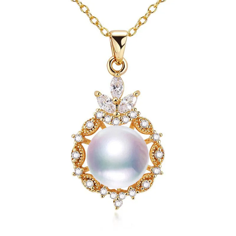High Quality Pearl Necklace Classic 100% Natural Pearl 14k Gold Filled Women