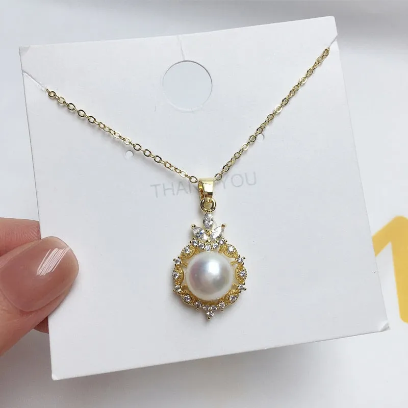 High Quality Pearl Necklace Classic 100% Natural Pearl 14k Gold Filled Women
