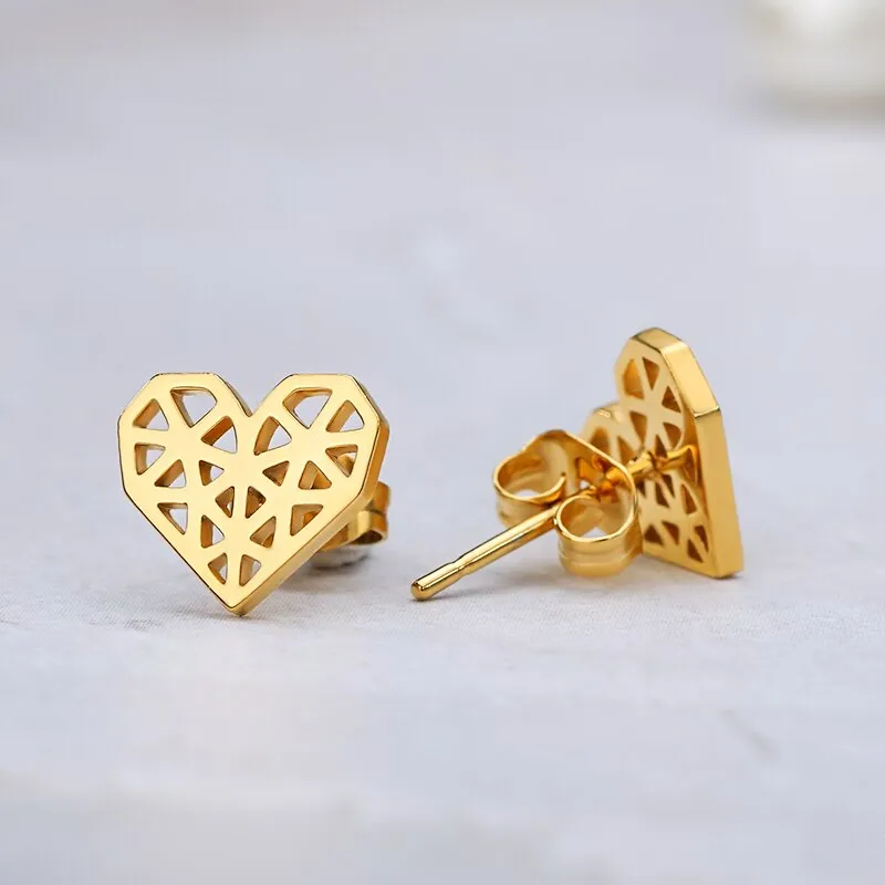 HOLLOW HEART STUDS