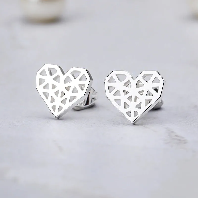 HOLLOW HEART STUDS