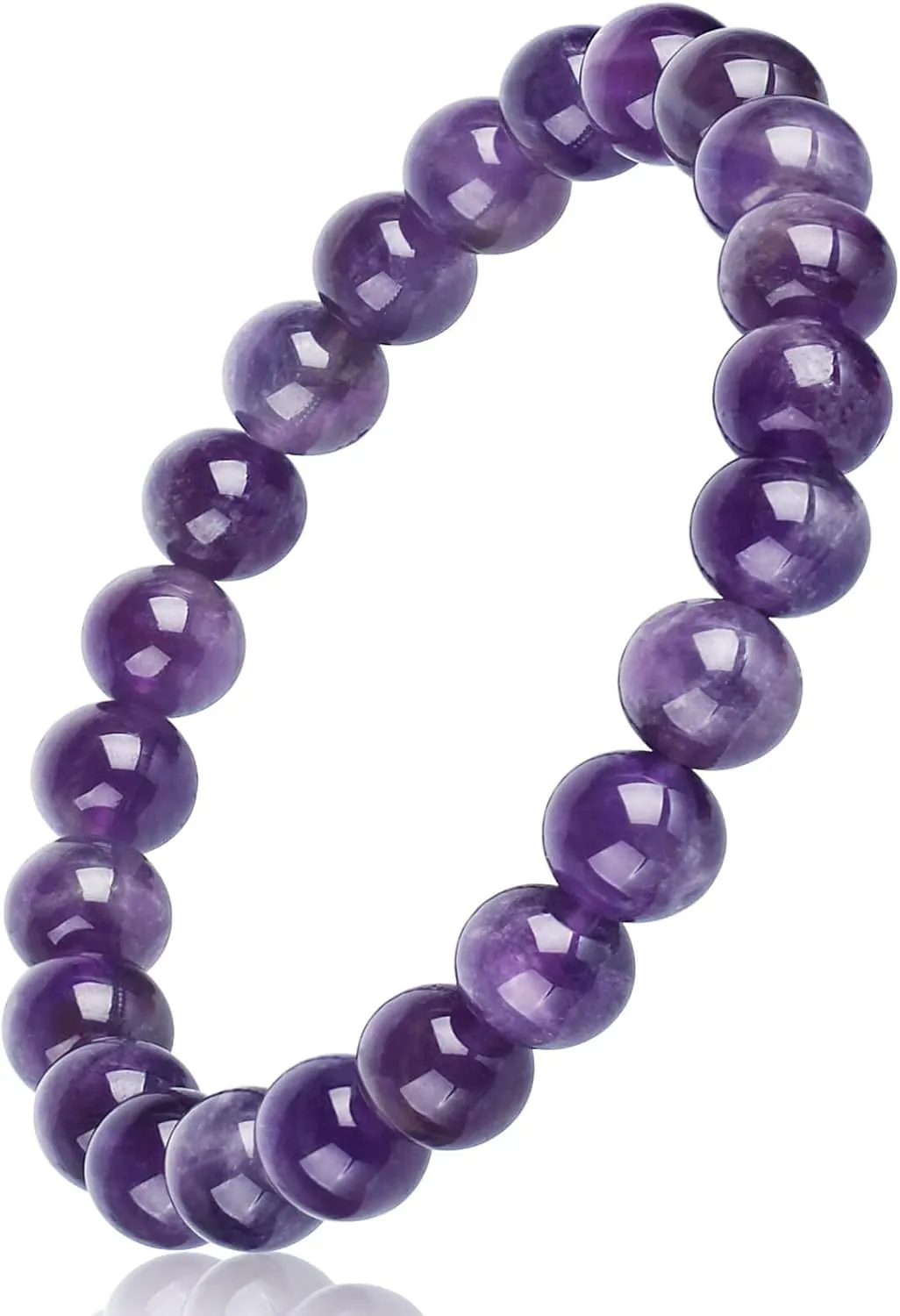 HOZEAL Handmade Amethyst Bracelet, Love Friendship Crystal Stone Protection Spiritual Amethyst Bracelet, Business Money Wealth Prosperity Good Luck Energy Beaded Bracelets for Men Women