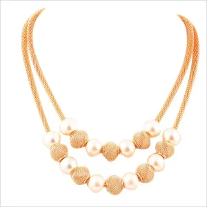 Imitation Pearl Metal Ball Beaded Double Necklaces & Pendants For Women