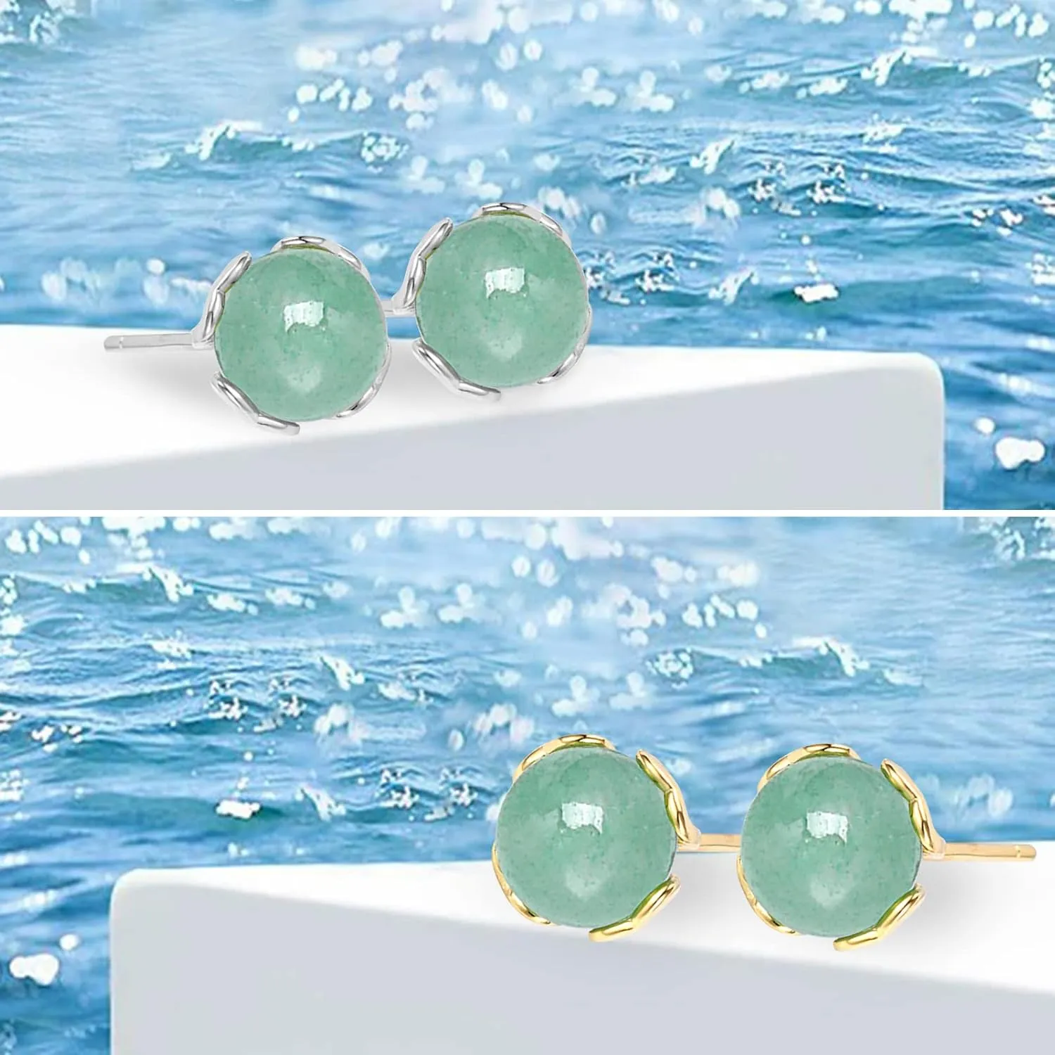 Jade Earrings Studs,Green Jade Earrings for Women,925 Sterling Silver Earrings Studs for Sensitive Ears,Handmade Jade Earrings for Birthday Anniversary (silver, love)