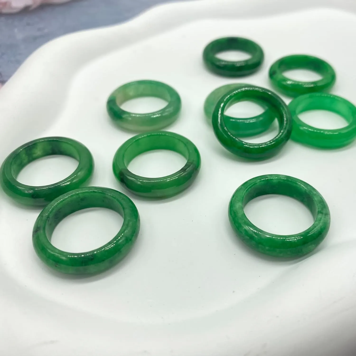 Jade Ring for Women - Good Luck Green Jade Jewelry Size 5-10