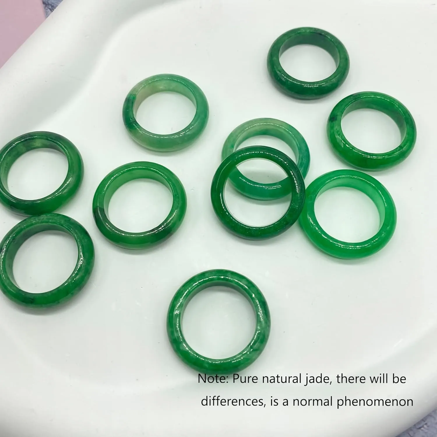 Jade Ring for Women - Good Luck Green Jade Jewelry Size 5-10