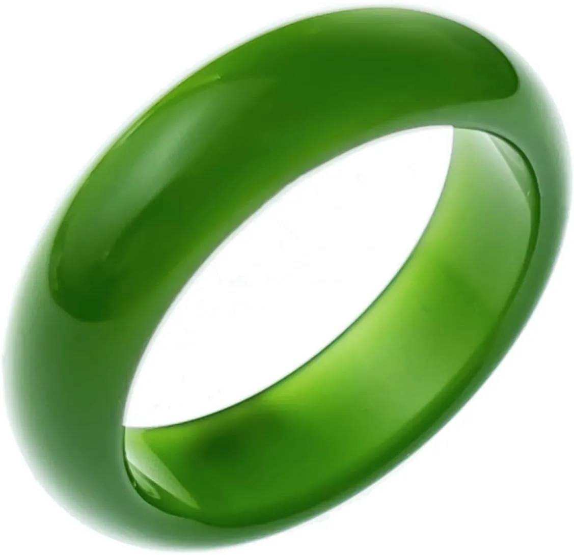 Jade Ring- Natural Green/White Hetian Jade, Green Jade Rings for Women Men, Jade Jewelry Crafts Gifts for Women(Ring Size:5-12)