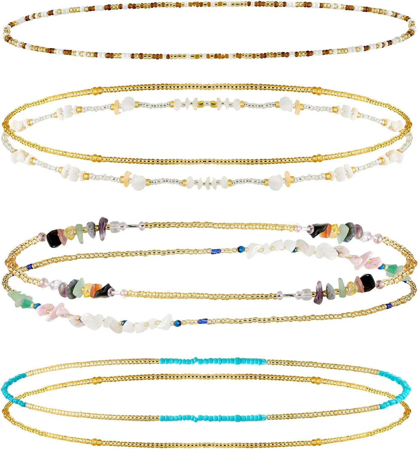 Jadive 7 Pieces Waist Beads for Women Jewelry Belly Beads Chains Summer African Beach Bikini Body Belly Chains Jewelry