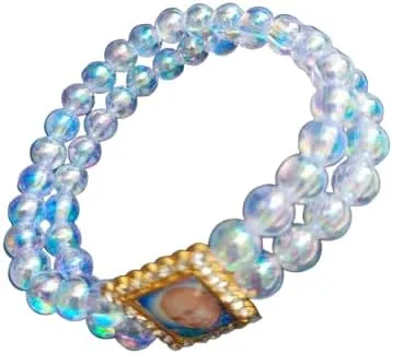 Jai Guru ji Guruji Swaroop Round Beads Pearl Handmade Bracelets Jai Chhatarpur Guruji Blessing Shukrana Satsang Jai Guruji Maharaj Positive Vibes Wrist Band Pack of 1 White Crystal