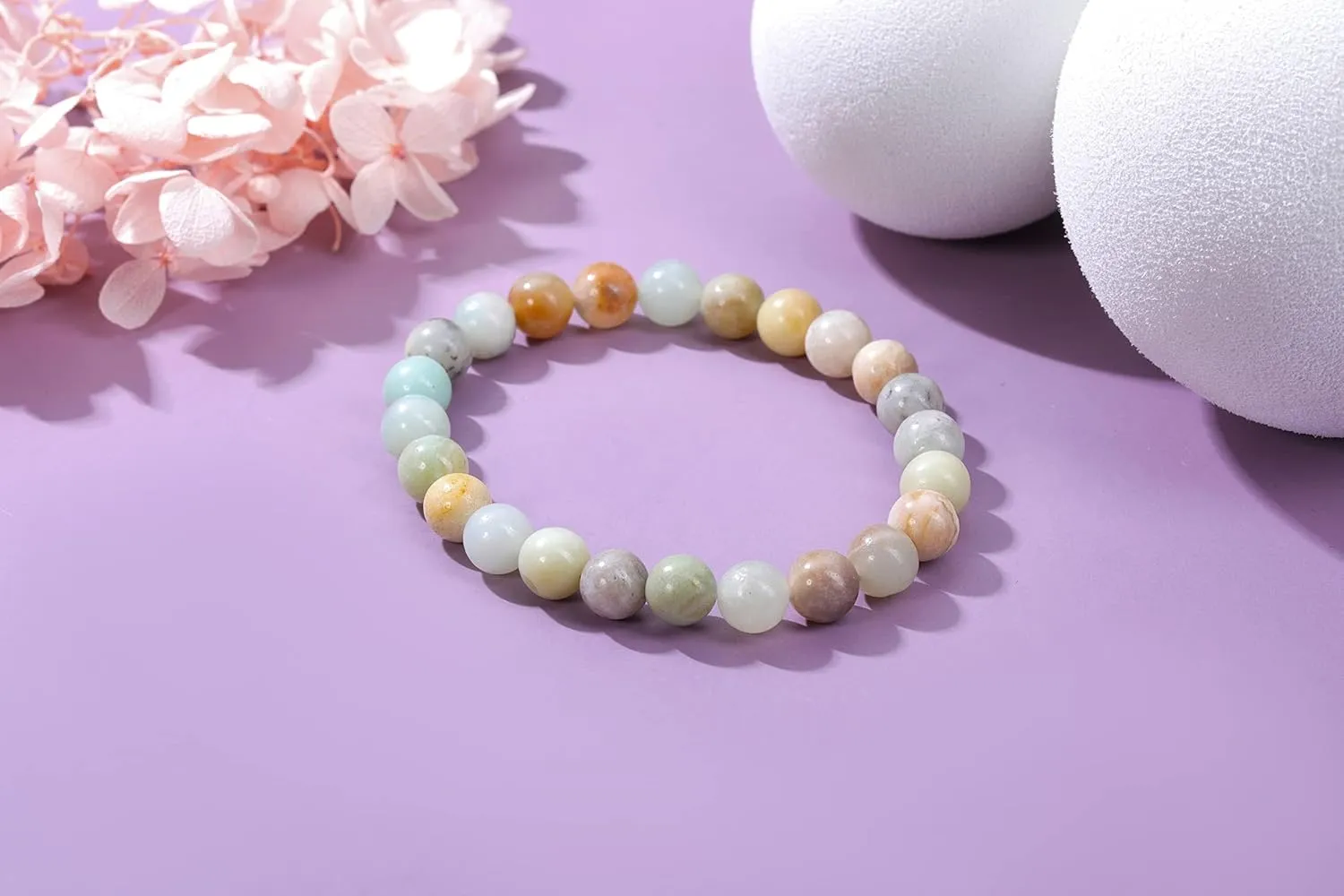 Jovivi Crystal Bracelets for Women Men - 8mm Handmade Natural Semi Precious Gemstone Beaded Bracelets, Round Stone Beads Stretch Bracelet, Healing Yoga Bracelets Jewelry Gifts