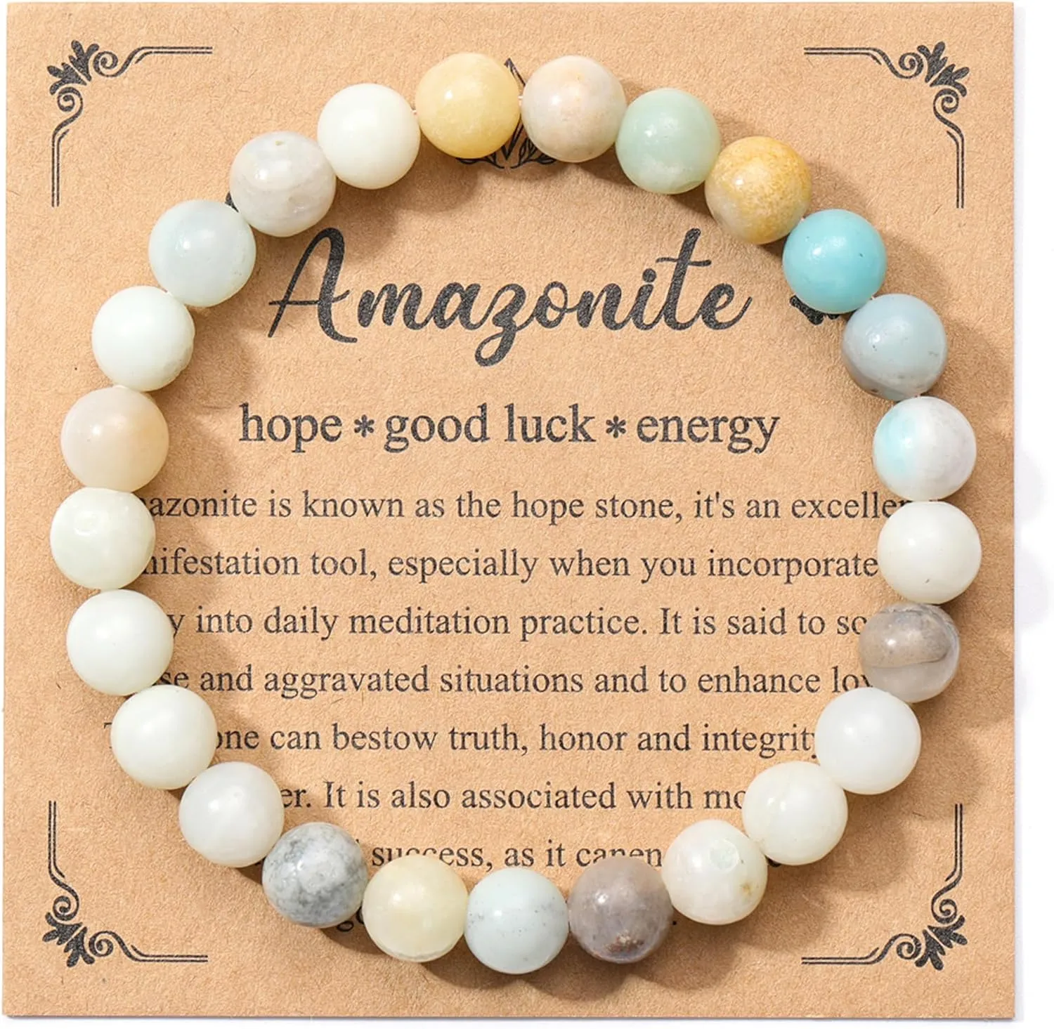 Jovivi Crystal Bracelets for Women Men - 8mm Handmade Natural Semi Precious Gemstone Beaded Bracelets, Round Stone Beads Stretch Bracelet, Healing Yoga Bracelets Jewelry Gifts