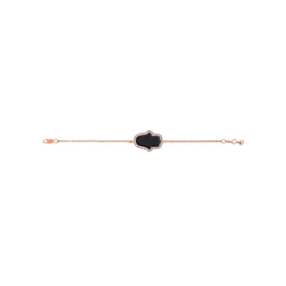 Kaj Fine Jewellery Hamsa Hand Enamel Diamond Chain Bracelet in 14KT Yellow Gold