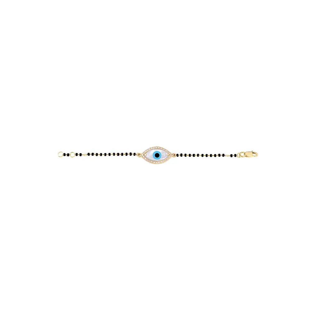 Kaj Fine Jewellery Small Marquise Evil Eye Diamond Nazar Bead Bracelet in 14KT Yellow Gold