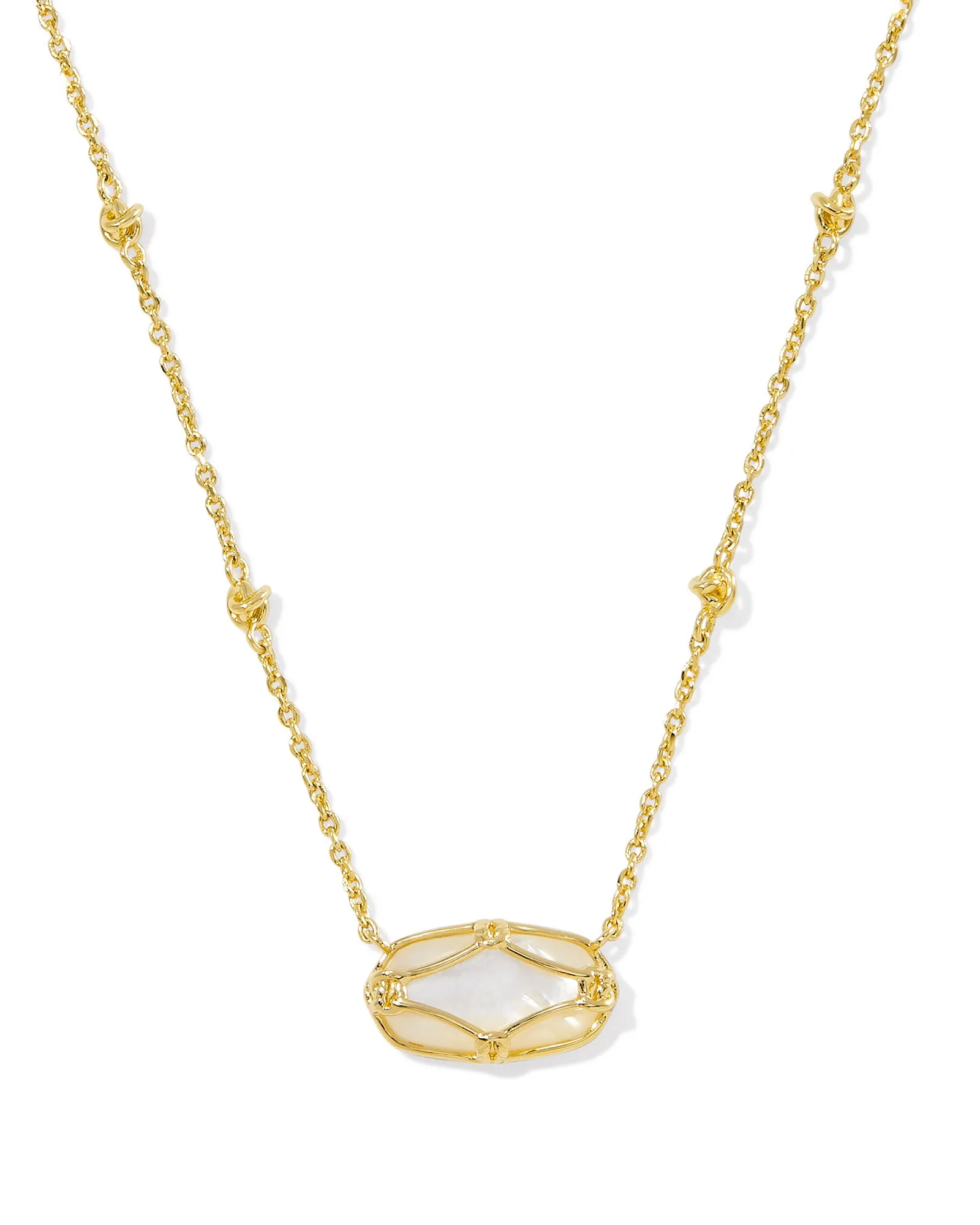 Kendra Scott Elisa Lattice Frame Short Pendant Necklace - Gold/Ivory Mother of Pearl
