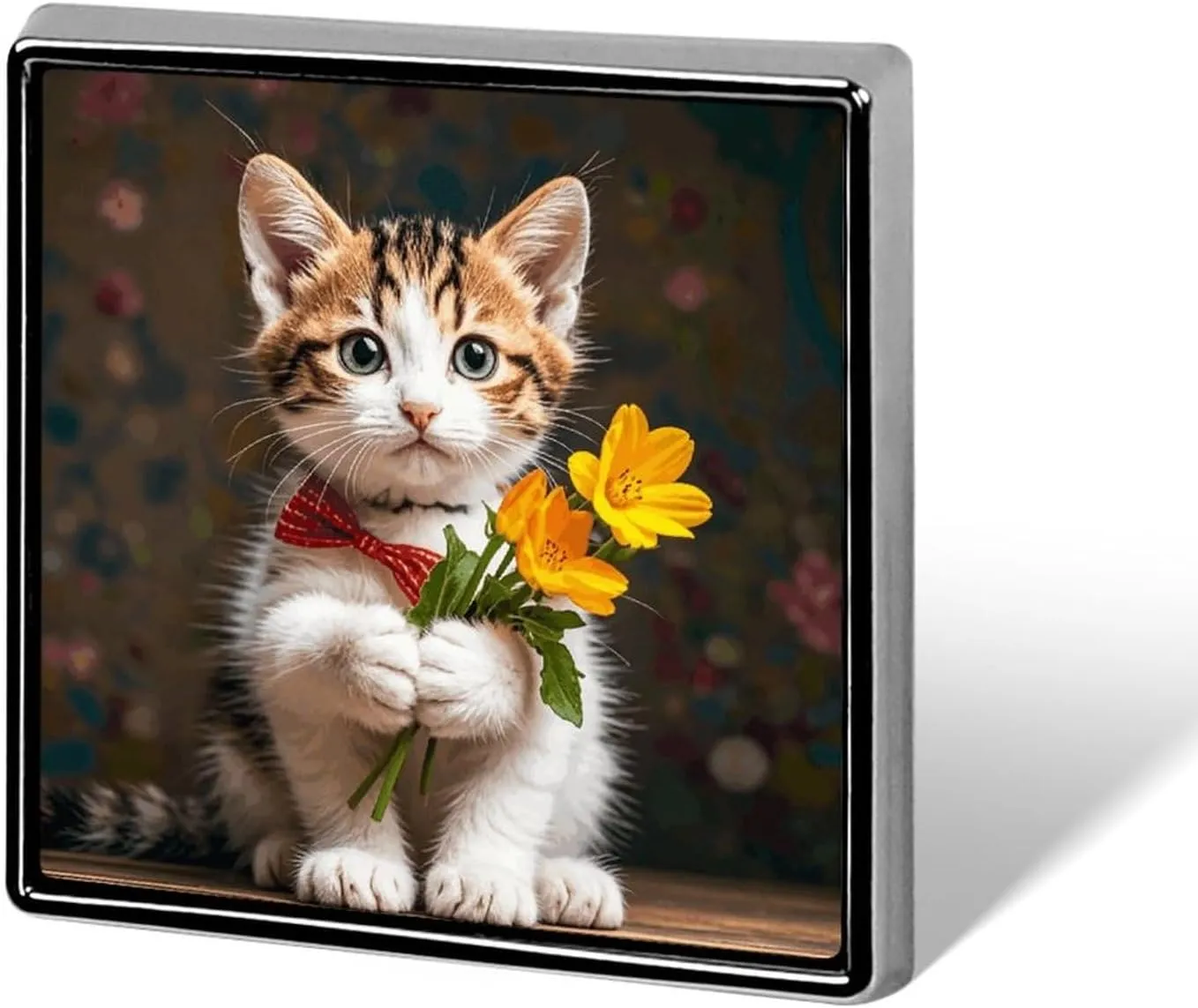Kitten Hugging A Flower Backpack Pin Cute Brooch Decoration Brooches for Women Mens Lapel Pins for Suits Fashion Button Badges for Hat Backpacks Purses Jackets Shirt Suit Lapels-Square