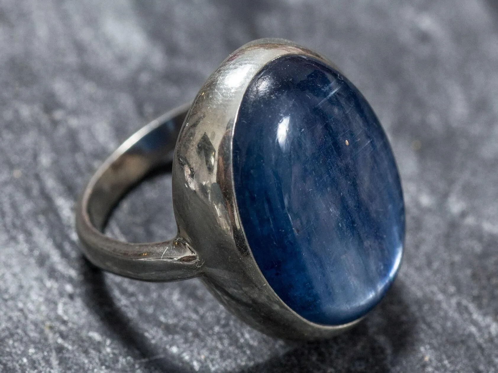 Kyanite Ring - Large Blue Ring - Kyanite Bezel Ring