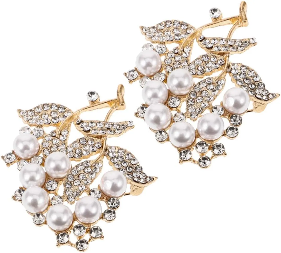 Ladies Fashion Brooch Rhinestone Leaf Pin Sophisticated Corsage for Women's Outfits