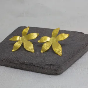 Large Abstract Brushed Flower Earrings