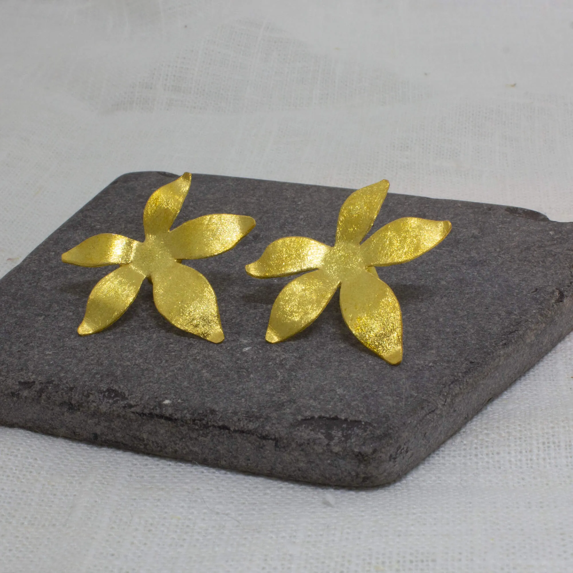 Large Abstract Brushed Flower Earrings