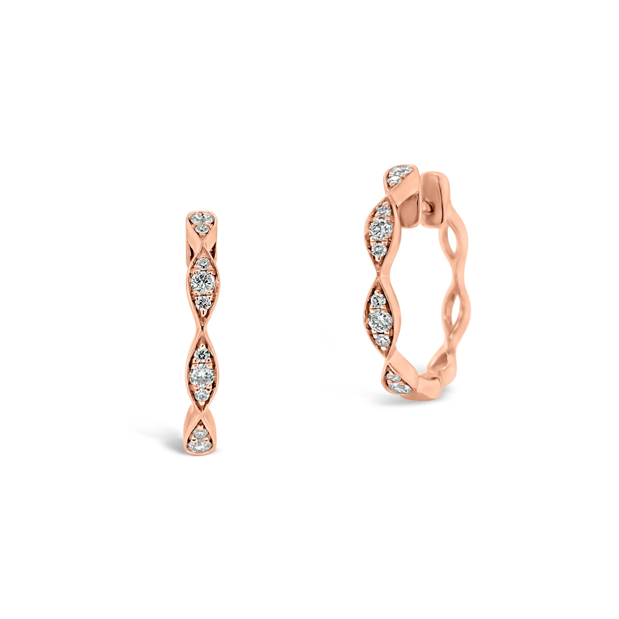 Large Diamond Wavy Hoop Earrings