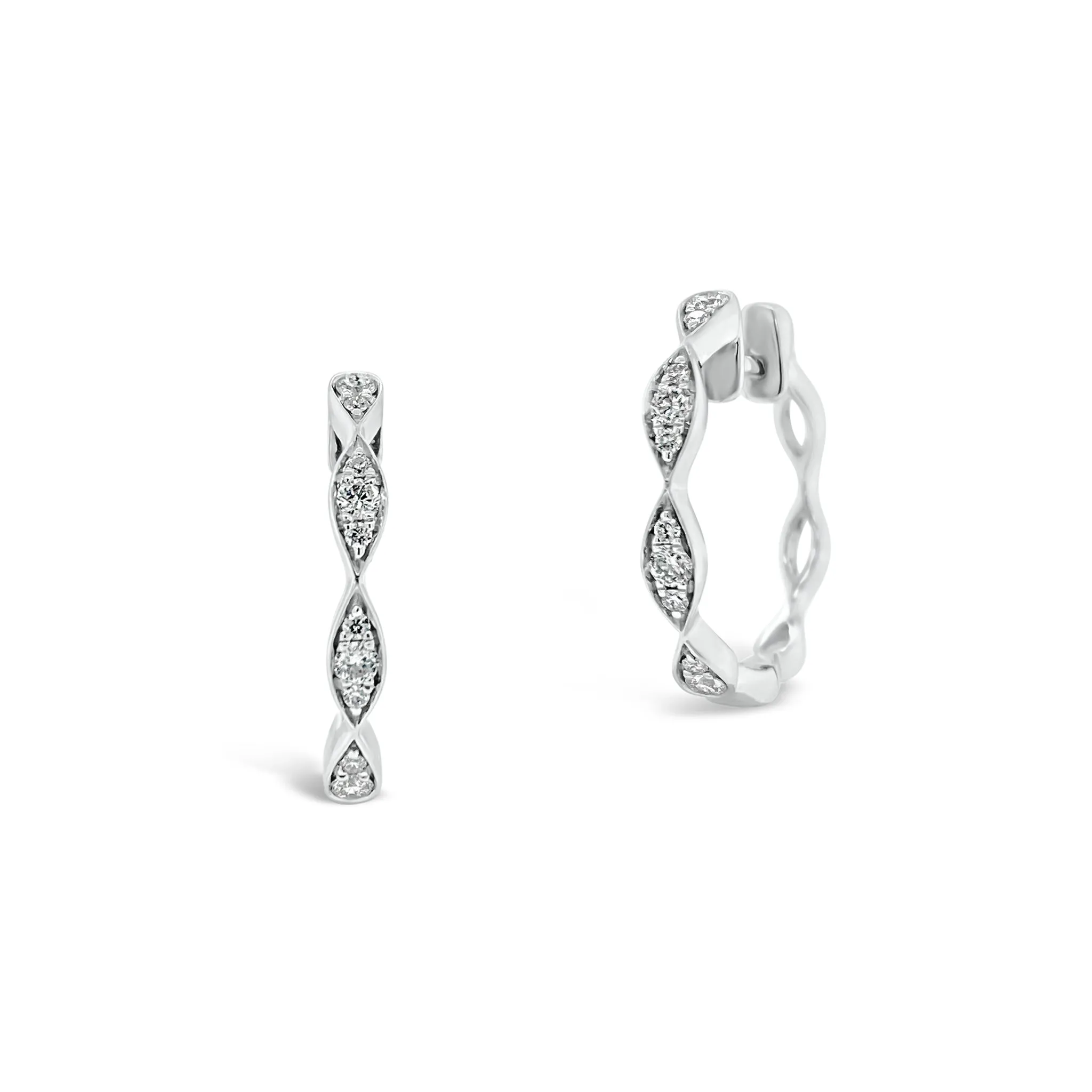 Large Diamond Wavy Hoop Earrings