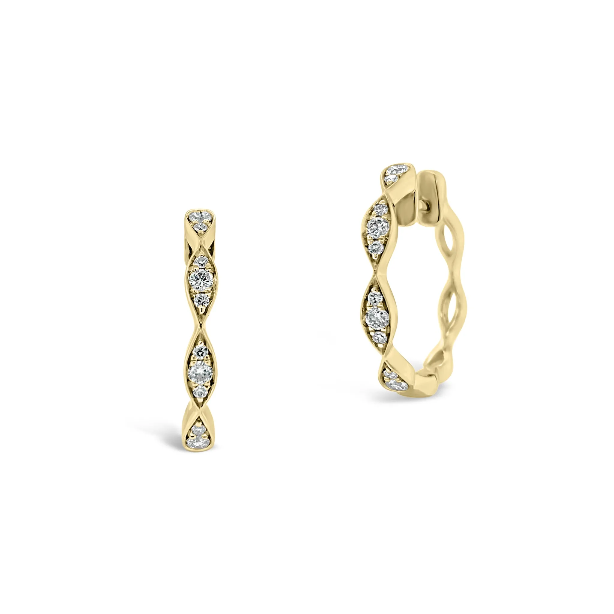 Large Diamond Wavy Hoop Earrings