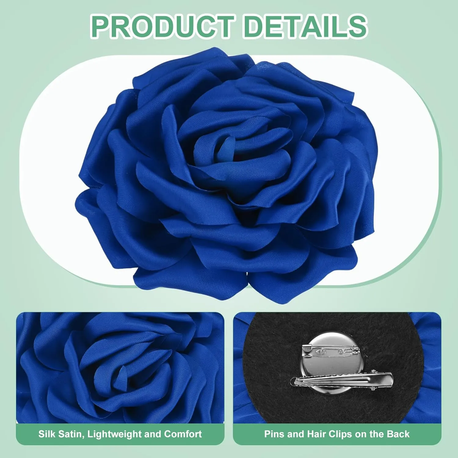 Large Rose Flower Brooches Lapel Pin, Lapel Pins Dainty Satin Fabric Big Camellia Flowers Brooches and Pins for Wedding