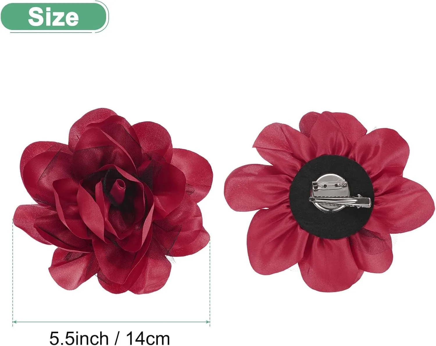 Large Women's Brooches Lapel Pin, Lapel Pins Dainty Satin Fabric Big Camellia Flower Hair Clip Dancer Pin Up for Hats/Parties/Clothes