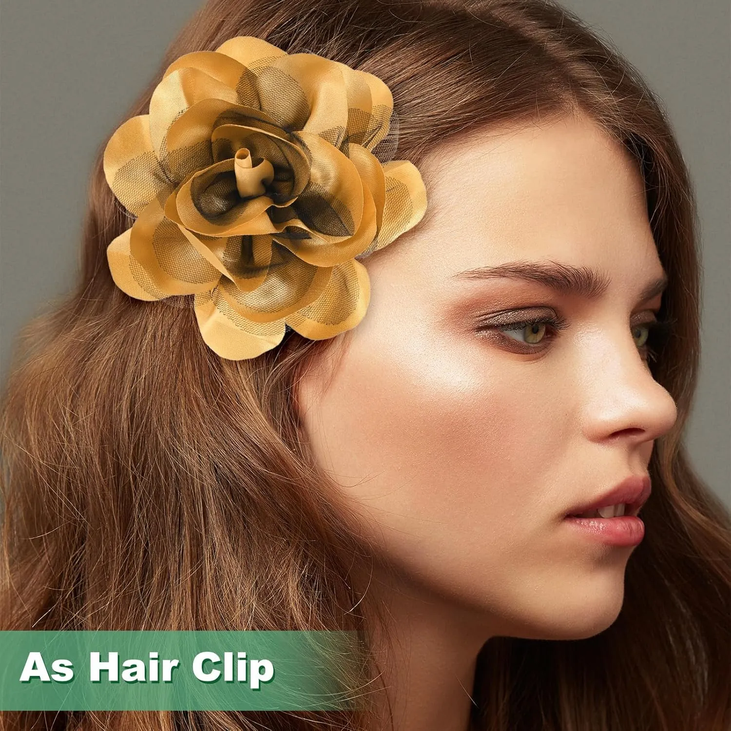 Large Women's Brooches Lapel Pin, Lapel Pins Dainty Satin Fabric Big Camellia Flower Hair Clip Dancer Pin Up for Hats/Parties/Clothes/Jewelry