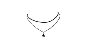 Leather Rope Star Double Chain Pendants Necklaces