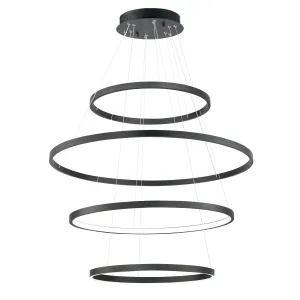 LED Steel 4 Rings Colour Temp Changeable Chandelier