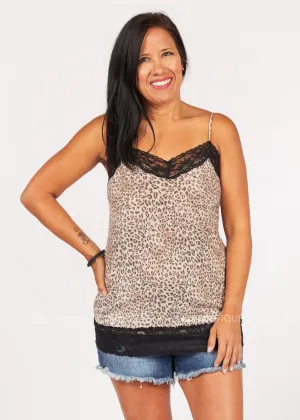 Leopard & Lace Soft Cami  - LAST ONES FINAL SALE