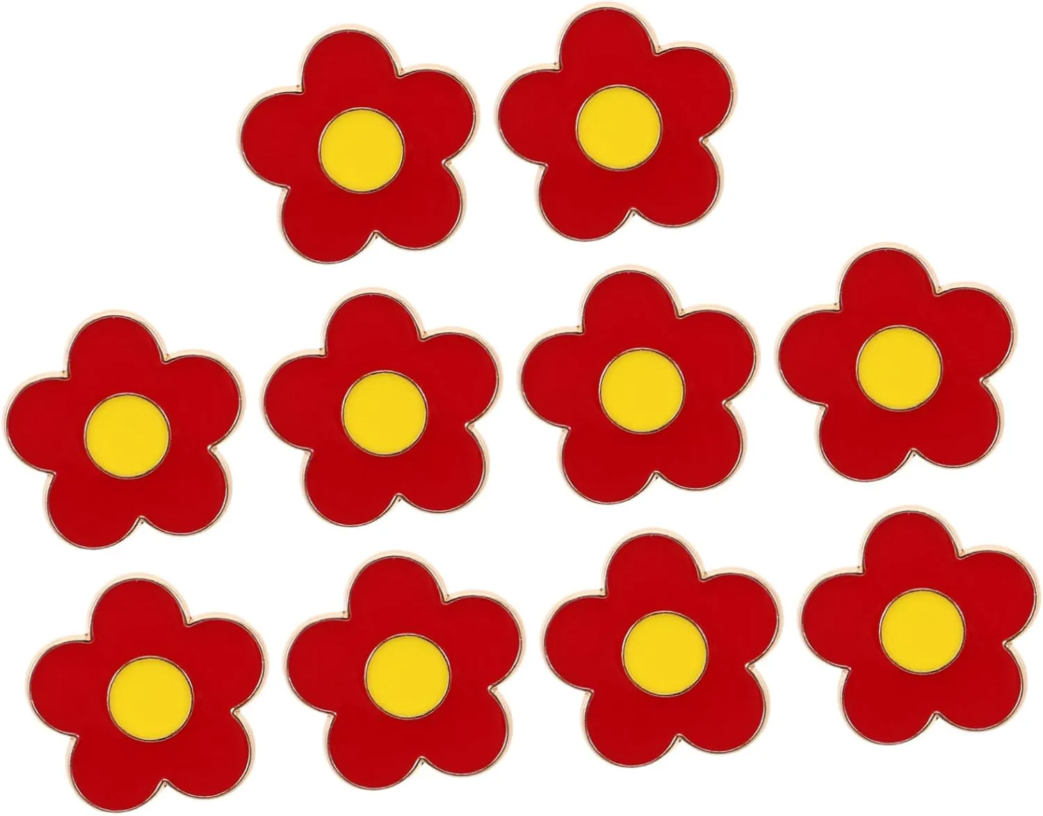 LIFKOME 10Pcs Lightweight Red Flower Brooch Pin for Women Versatile Floral Lapel Pins for Clothing Accessories Hats Bags Wedding and Special Occasions