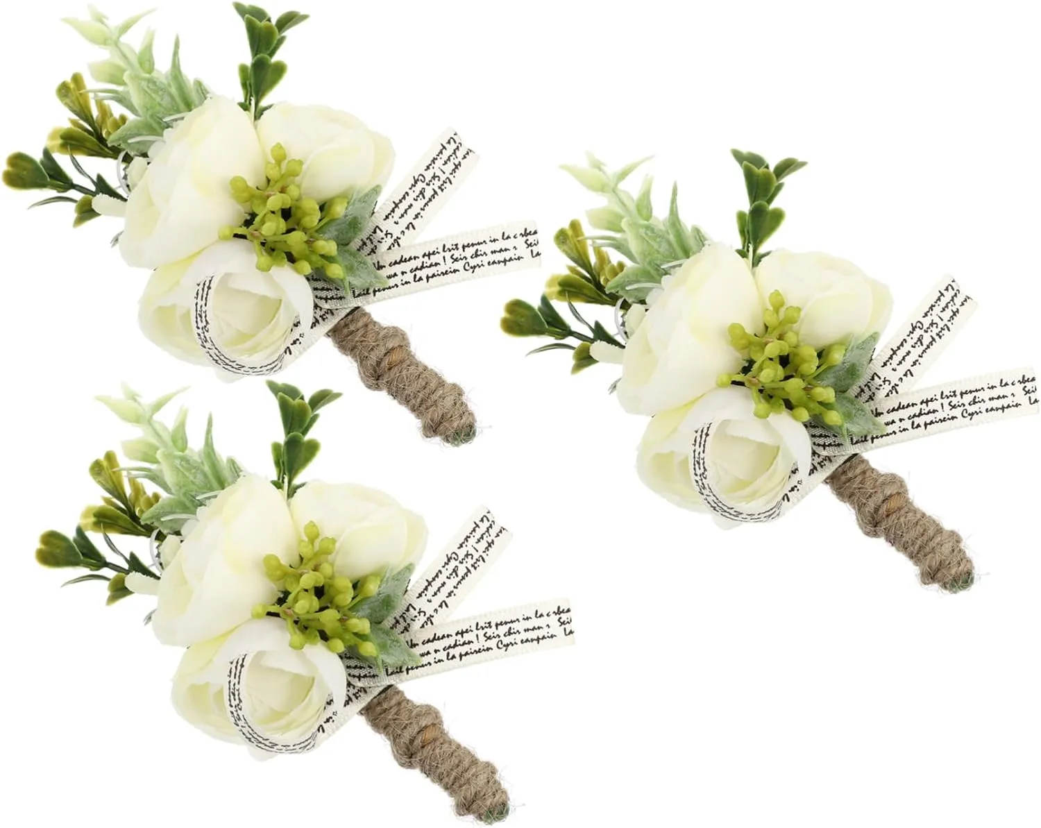 LIFKOME 3pcs Set Artificial Flower Breast-pins Elegant Corsages for Wedding Men Boutonniere Women Brooches