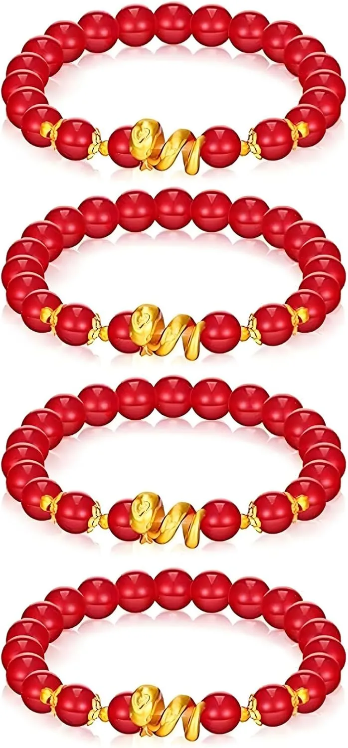 LIU JUN 2025 New Year Of Snake Bracelets, Red String Snake Charm Adjustable Bracelet Chinese Zodiac Animal Good Luck Braided Bracelet Lucky Snake Charm Red Rope Gifts Jewelry For Women Men