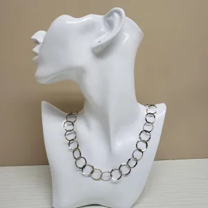 Long forged silver hammer link necklace