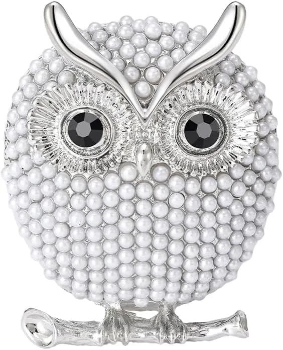 Lovely Pearl Owl Brooch Pins For Women Men Fashion Gold Cartoon Insect Bird Badge Lapel For Cloth Suit Dress Collar Accessories Animal Corsage Cute Wedding Banquet Jewelry Unique Gifts Birthday