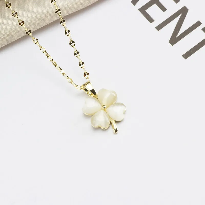 Lucky Clover Necklace For Women Gold Color Chain Clover Pendants Plant