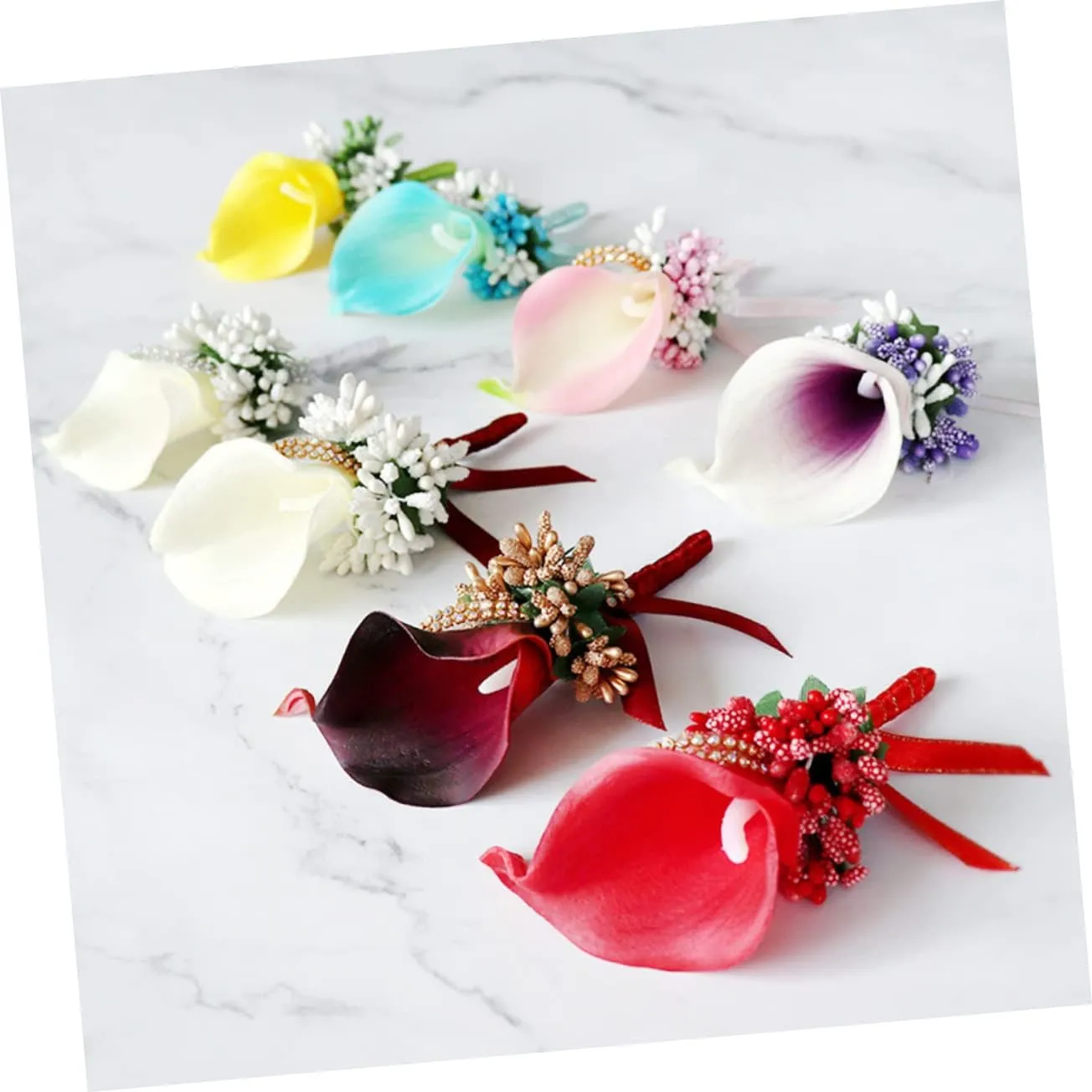 MAGICLULU 1PC PU Flower Brooch Pin Elegant Bridal Boutonniere for Weddings Proms and Special Occasions Craftsmanship with Rhinestone Inlay