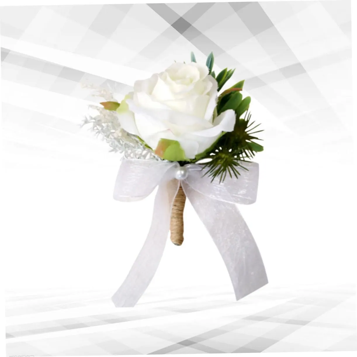 MAGICLULU Elegant White Green Flower Brooch for Wedding Banquet Decor Stylish Bridal Groom Lapel Pin Accessory for Dresses Suits Daily Wear