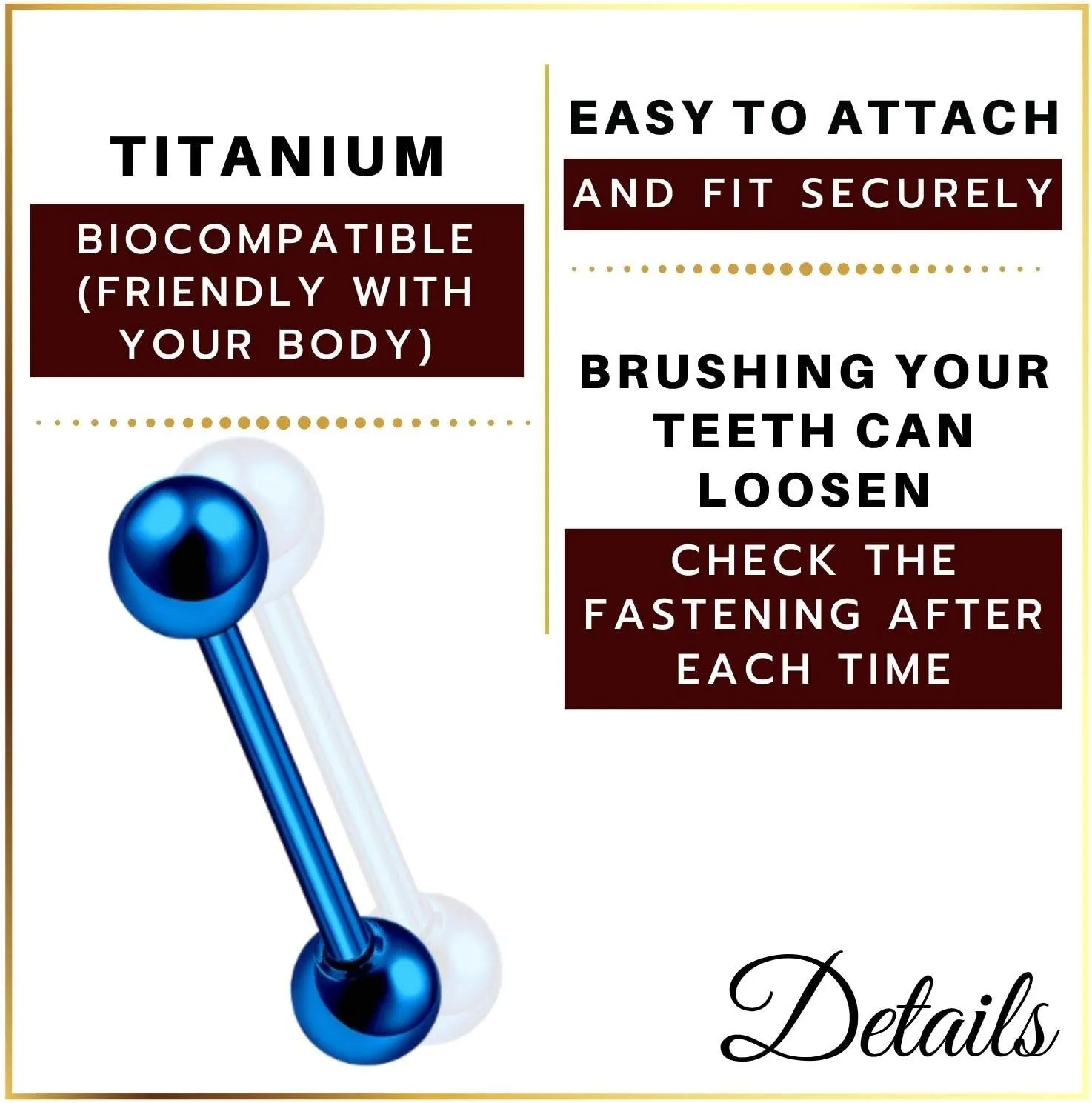 MATIGA Anodized Titanium 14 gauge Barbell Tongue Piercing Jewelry Nipple with two 5mm Ball More Choices