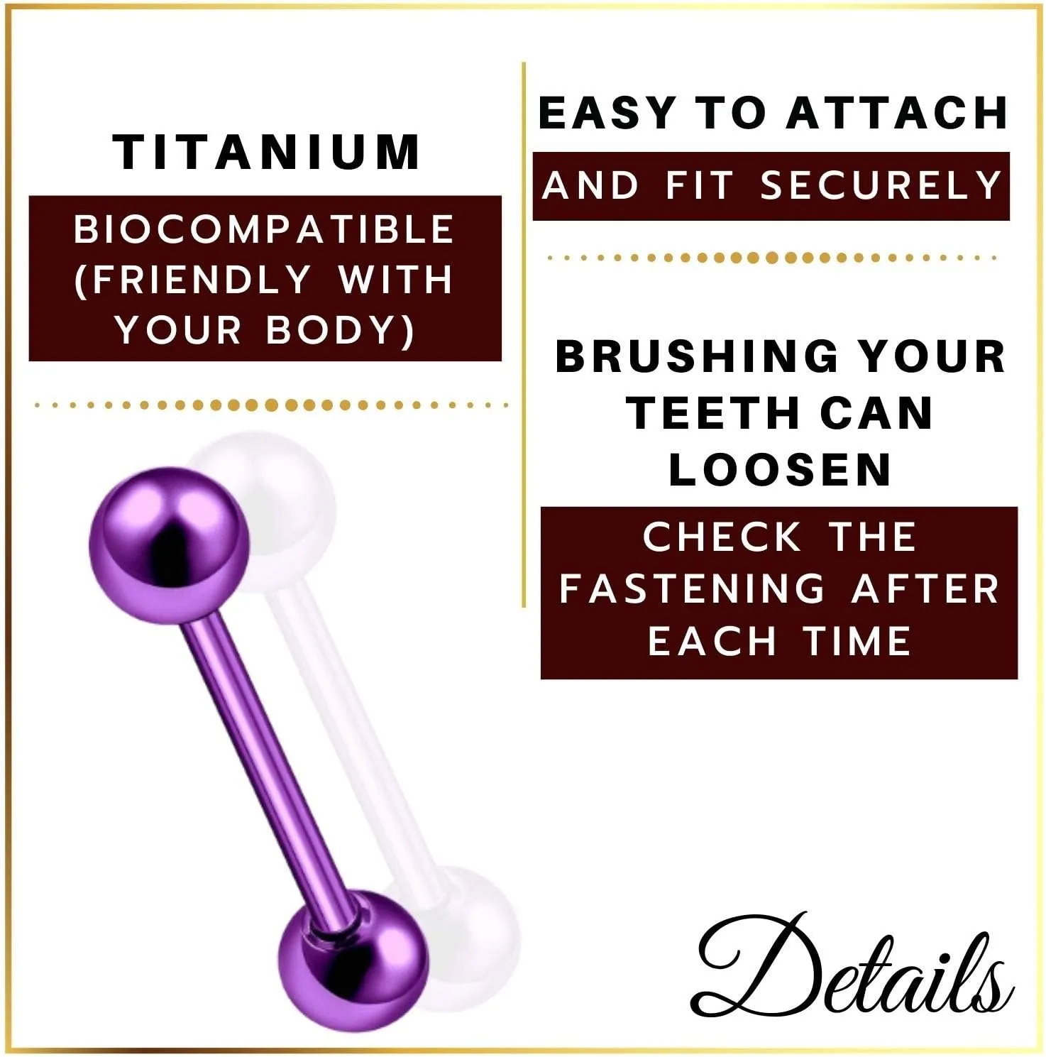 MATIGA Anodized Titanium 14 gauge Tongue Ring Men Piercing Jewelry Nipple 6mm Ball More Choices