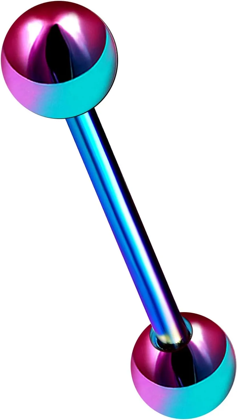 MATIGA Anodized Titanium 14 gauge Tongue Ring Men Piercing Jewelry Nipple 6mm Ball More Choices