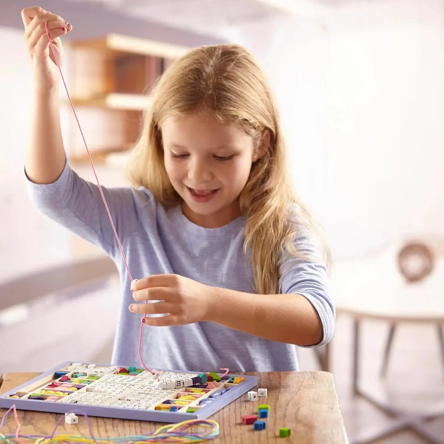 Melissa & Doug Wooden Alphabet Beads Kit Kids Arts Crafts Set