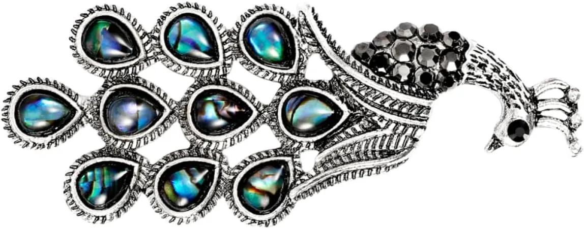 Metal Peacock Brooch Turquoise Bird Lapel Pin Pin Rhinestone Brooches Hat Accessories